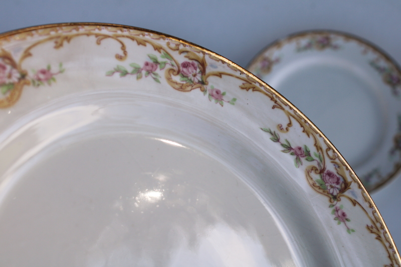 antique Cleveland China rose  daisy pattern plates, early 1900s vintage dinnerware