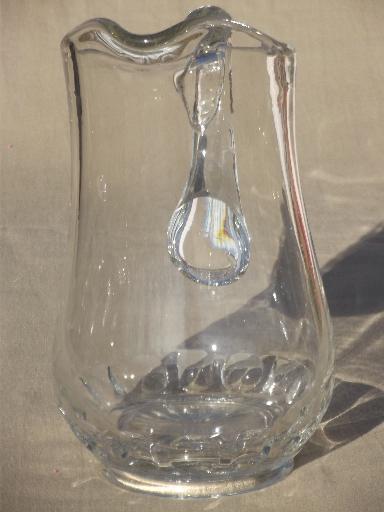 antique EAPG Dakota pattern clear glass water pitcher w/ thumbprint border