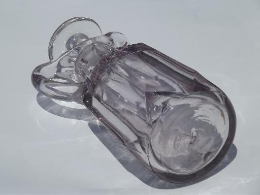 antique EAPG glass cruet bottle pitcher w/ stopper, colonial pattern