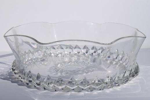 antique EAPG pressed glass serving bowl, 1890s Bryce Amazon sawtooth pattern