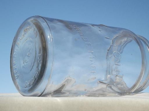 antique Economy embossed glass mason jar, early 1900s vintage canning jar