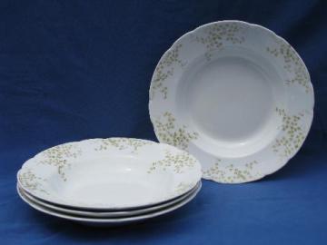 antique English china soup plates, old Johnson Bros transferware