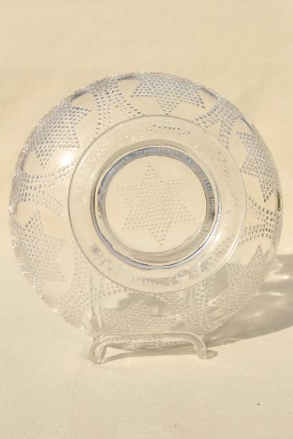 antique Fenton glass bowl, Beaded Stars & Swag EAPG clear pressed glass, star pattern