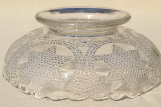 antique Fenton glass bowl, Beaded Stars & Swag EAPG clear pressed glass, star pattern