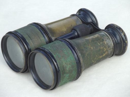 antique French field glasses, Marchand Paris binoculars steampunk vintage