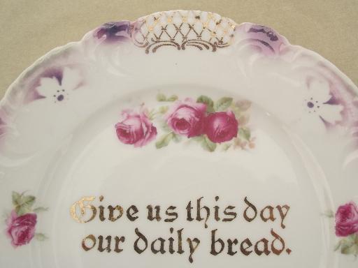 antique Give Us This Day Our Daily Bread plate, beautiful Bavaria china 
