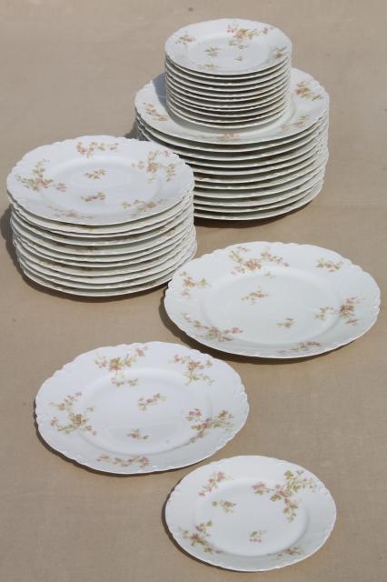 antique Haviland Limoges china plates for 12, complete set luncheon plates, salad, bread plates