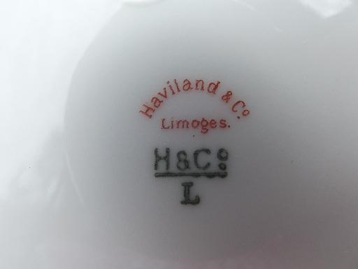 antique Haviland Limoges china sauce or mayonnaise set, pink shaded gold