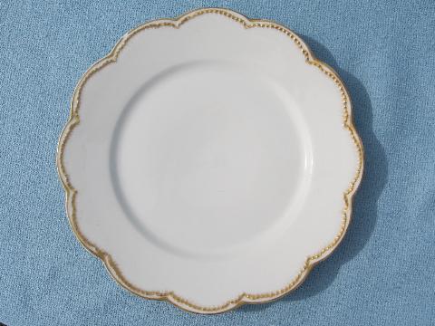 antique Haviland Limoges french white porcelain plates, circa 1915