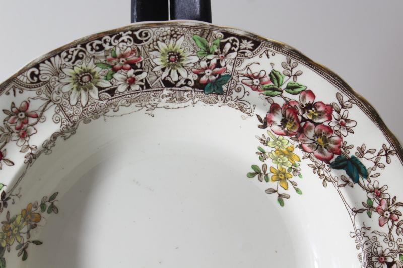 antique Keeling Stirling china, multi colored flowers bowls marked Alfred Pearce Ludgate Hill