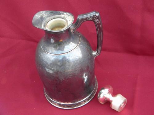 antique Landers,Frary and Clark silver thermos pitcher mercury glass stopper