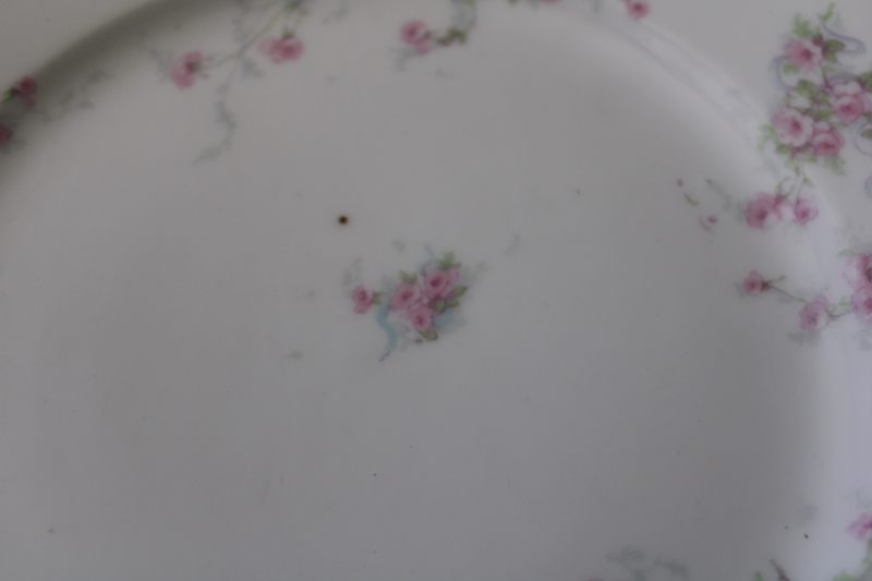 antique Limoges France china plates Theodore Haviland pink flowers gold daubs