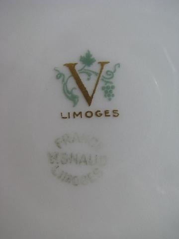 antique Limoges french china dessert set, encrusted gold plates and tray
