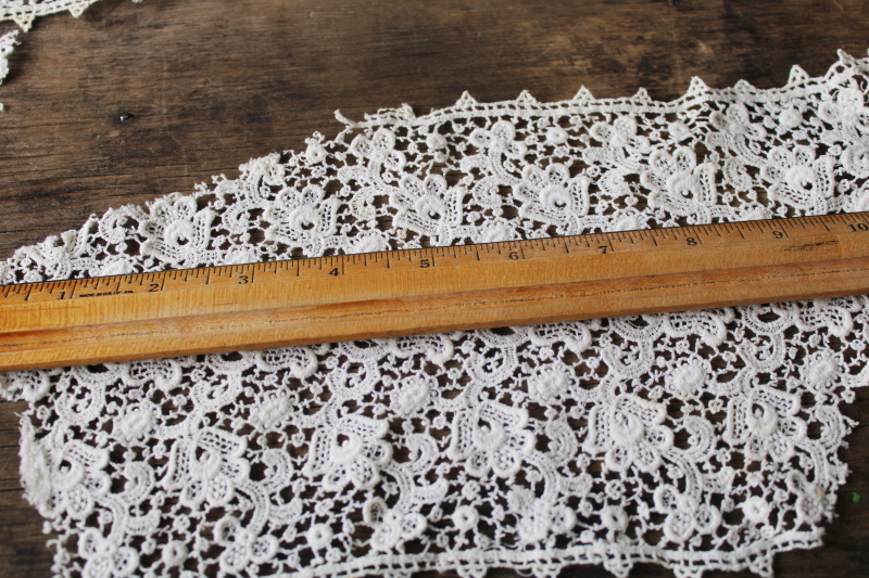 antique Schiffli lace, wide embroidered lace insertion panels from old wedding gown