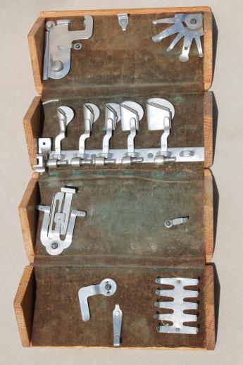 antique Singer sewing machine oak puzzle box, vintage folding wood 