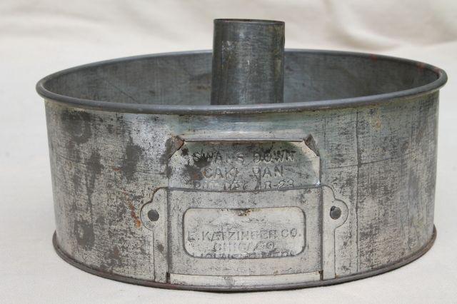 antique Swans Down cake pan, 1920s vintage baking tin w/ old patent date