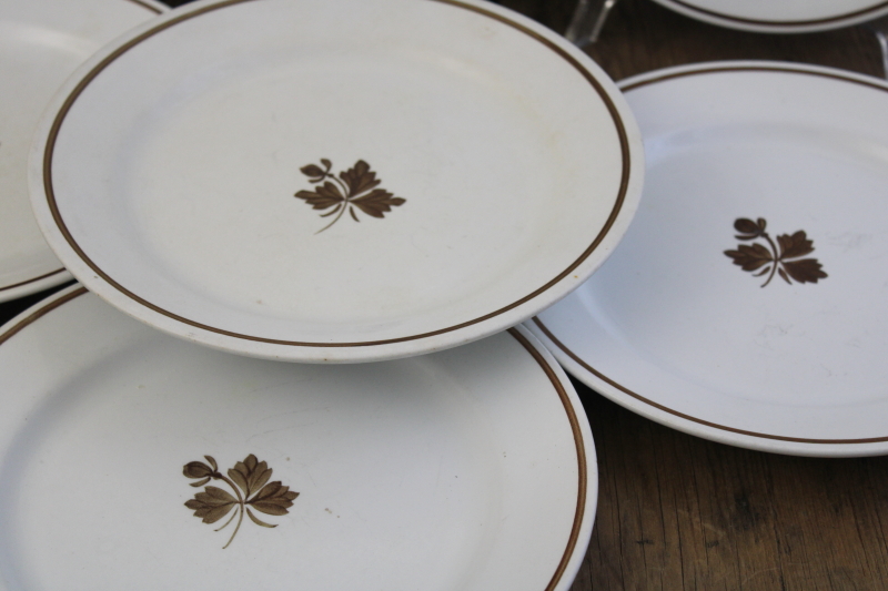 antique Tea Leaf ironstone china plates, nice old Royal Arms marks, 1890s vintage Alfred Meakin