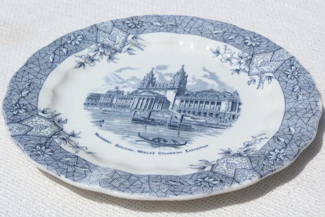 antique Wedgwood china plate, souvenir scene World's Fair Chicago Columbian Exposition 1890s