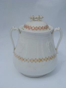 antique Wedgwood china tea service waste bowl or covered biscuit jar, rope handles