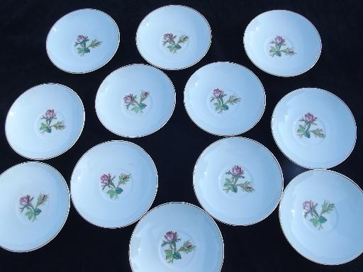 antique Wedgwood moss rose ironstone china, set of 12 cups and saucers