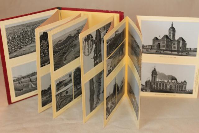 antique Wisconsin Central railroad souvenir, fold out postcard photo album