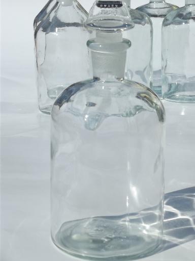 antique apothecary bottles, glass stoppered pharmacy bottle collection