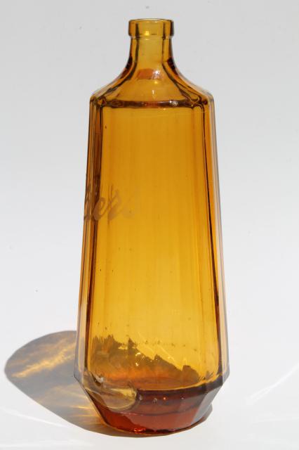 antique art deco vintage amber glass soda water siphon seltzer bottle