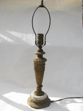 antique art nouveau vintage early electric table or desk lamp, cast metal / marble