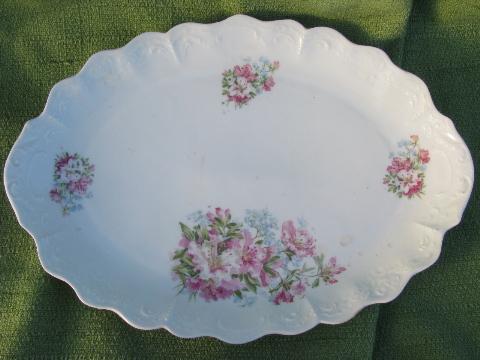 antique azalea lily floral china serving pieces lot, vintage Germany?