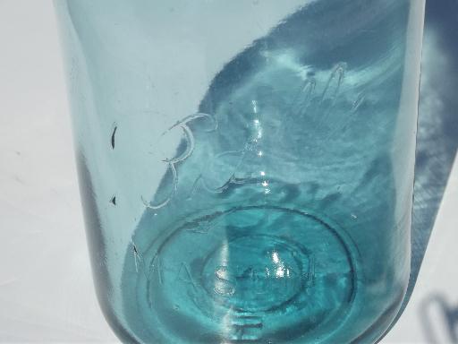 antique blue glass mason jar, old zinc lid Ball jar, vintage canning jar 