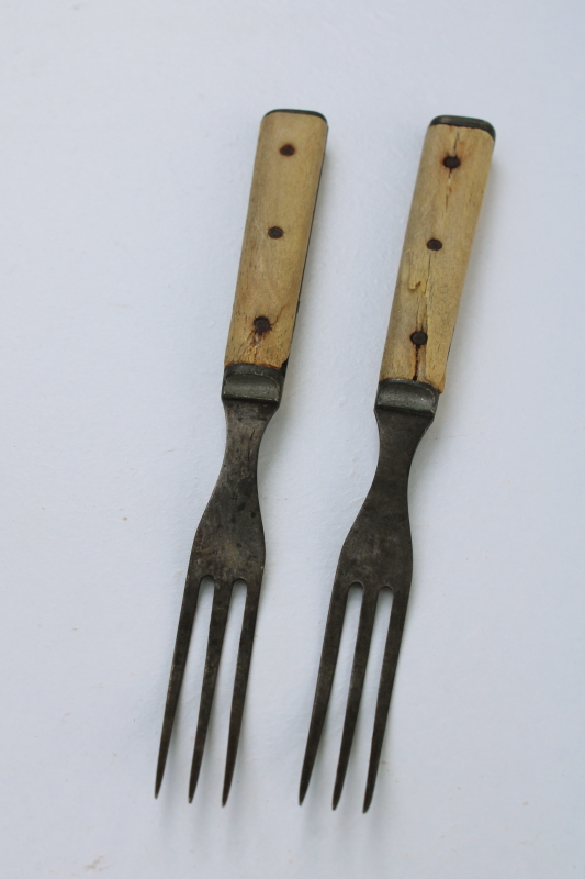 antique bone handled forks, 1800s vintage utensils carbon steel