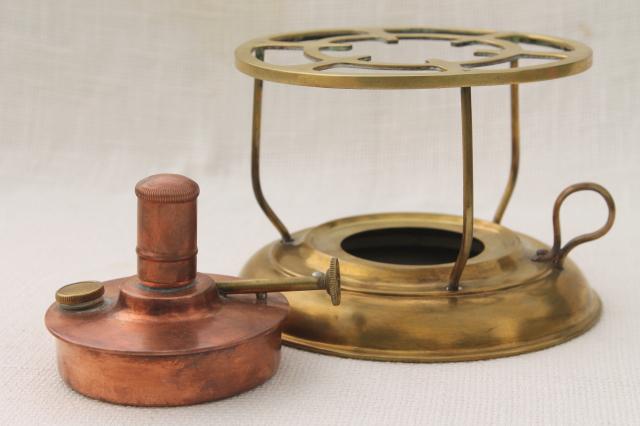 antique brass & copper camp stove vintage  alcohol stove for camping backpacking