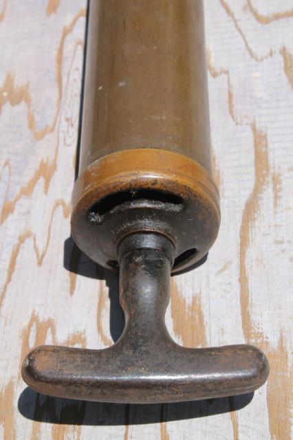 antique brass grease gun, industrial vintage tool Chapman Products