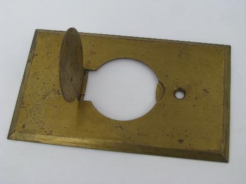antique brass push-button light switch plates, vintage electrical lot
