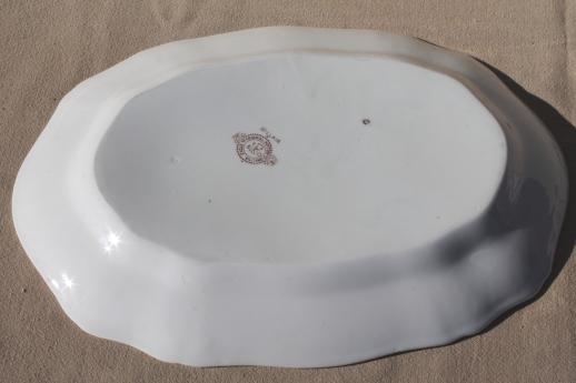 antique brown transferware china platter or tray, English ironstone vintage 1900