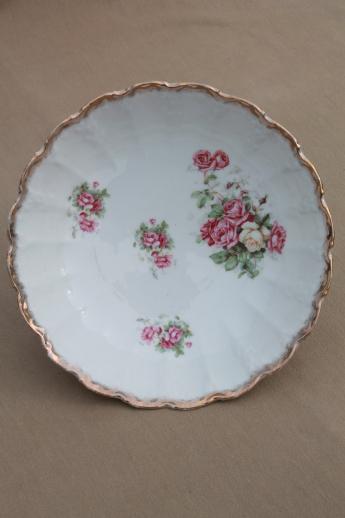 antique china berry or fruit bowls, early 1900s vintage dessert dishes w/ lovely roses