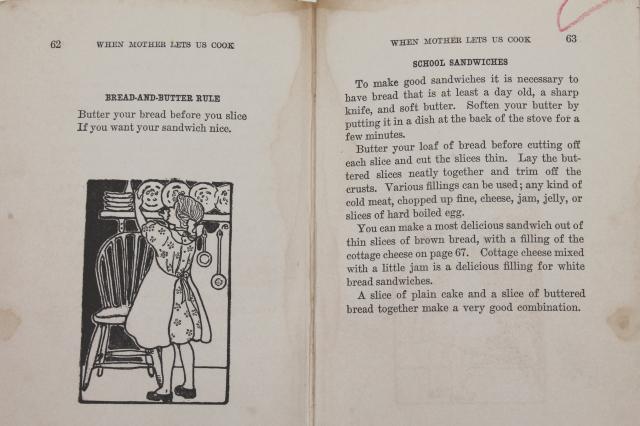 antique cookbook for little girls, vintage 1917 When Mother Lets Us Cook