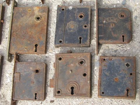 antique door hardware, old box locks, vintage mortise lock lot