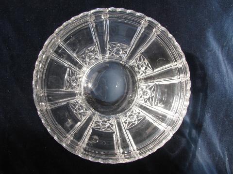 antique early century vintage pressed glass fruit or salad bowl, pleated bands