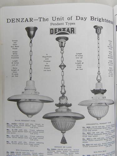 antique early industrial vintage, Denzar pendant light w/glass reflector shade