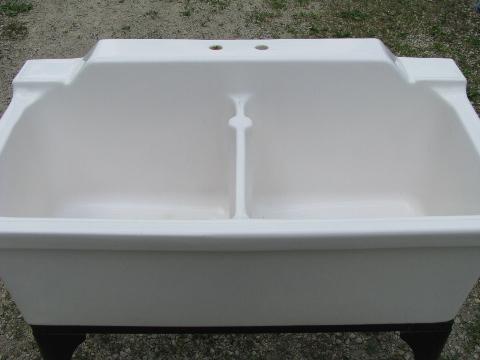 antique farmhouse vintage ironstone porcelain double basin farm kitchen sink