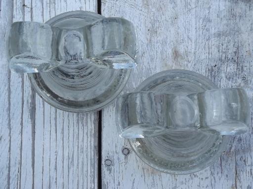 antique glass insulators, mickey mouse vintage Hemingray insulators