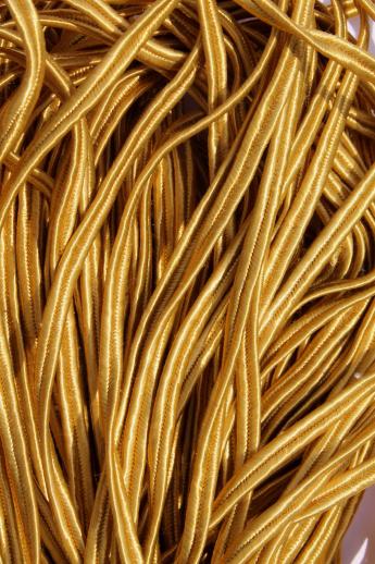 antique gold rayon soutache narrow braid, vintage sewing trim new old stock