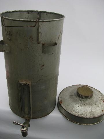 antique gravity cream separator, vintage dairy farm milk can