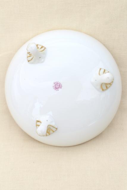 antique hand painted Nippon porcelain bowl w/ encrusted gold, footed dish for fruit or flowers
