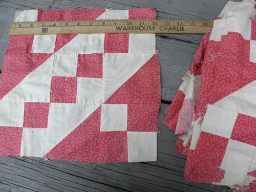 antique hand-stitched pieced patchwork quilt blocks, vintage fabric