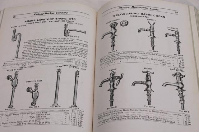 antique illustrated industrial catalog book of home / factory plumbing hardware, vintage 1913