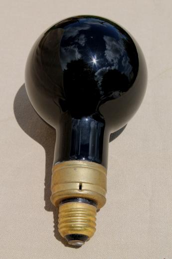 antique infrared heat light bulb, vintage NALCO ruby red glass light bulb for heater