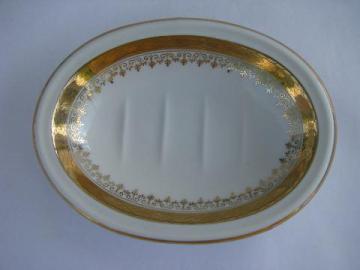 antique ironstone china soap dish, early 1900s vintage porcelain soapdish