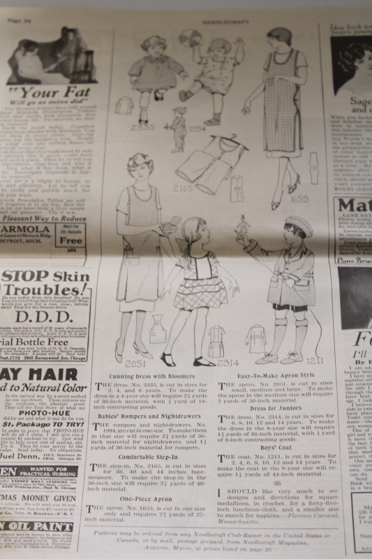antique ladies fashion needlework magazine, 1920s Needlecraft issue with ads, sewing, lacemaking etc